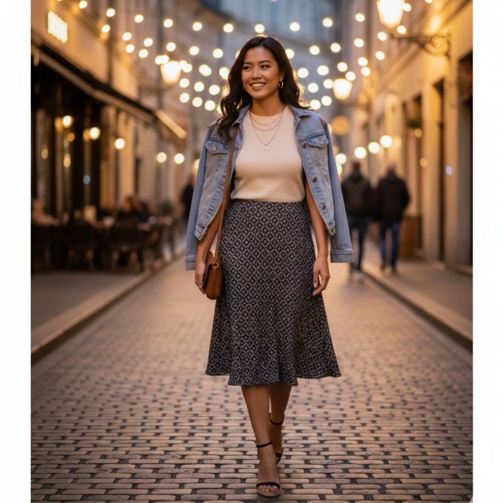 NWT Blue Pattern East 5th Skirt
